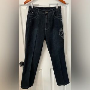 ShyGer ExperienceClassic Women Large High Rise Stretch Denim Jeans Bling NWOT
